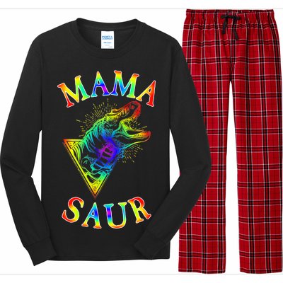 Tie Dye Mama Saur Mamasaurus T-Rex Dinosaur Long Sleeve Pajama Set