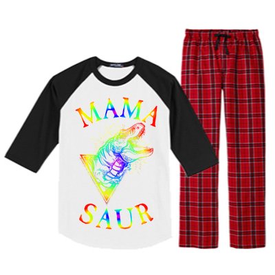 Tie Dye Mama Saur Mamasaurus T-Rex Dinosaur Raglan Sleeve Pajama Set