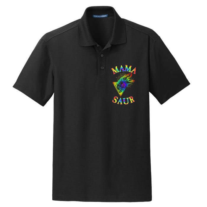 Tie Dye Mama Saur Mamasaurus T-Rex Dinosaur Dry Zone Grid Polo