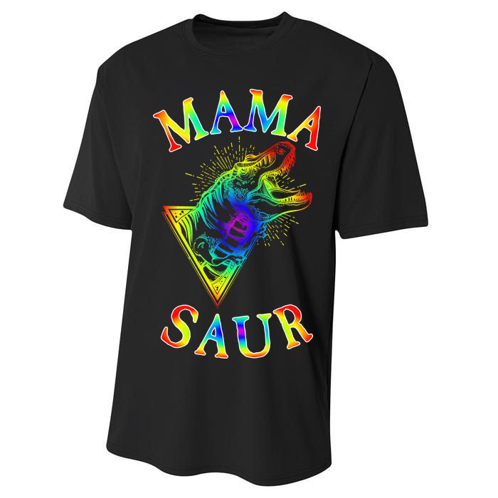 Tie Dye Mama Saur Mamasaurus T-Rex Dinosaur Performance Sprint T-Shirt