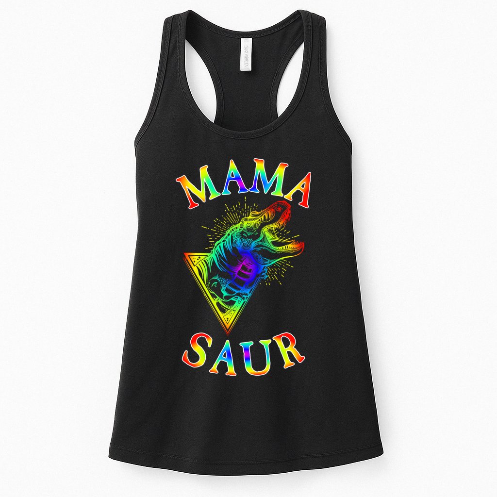 Tie Dye Mama Saur Mamasaurus T-Rex Dinosaur Womens Tank Top