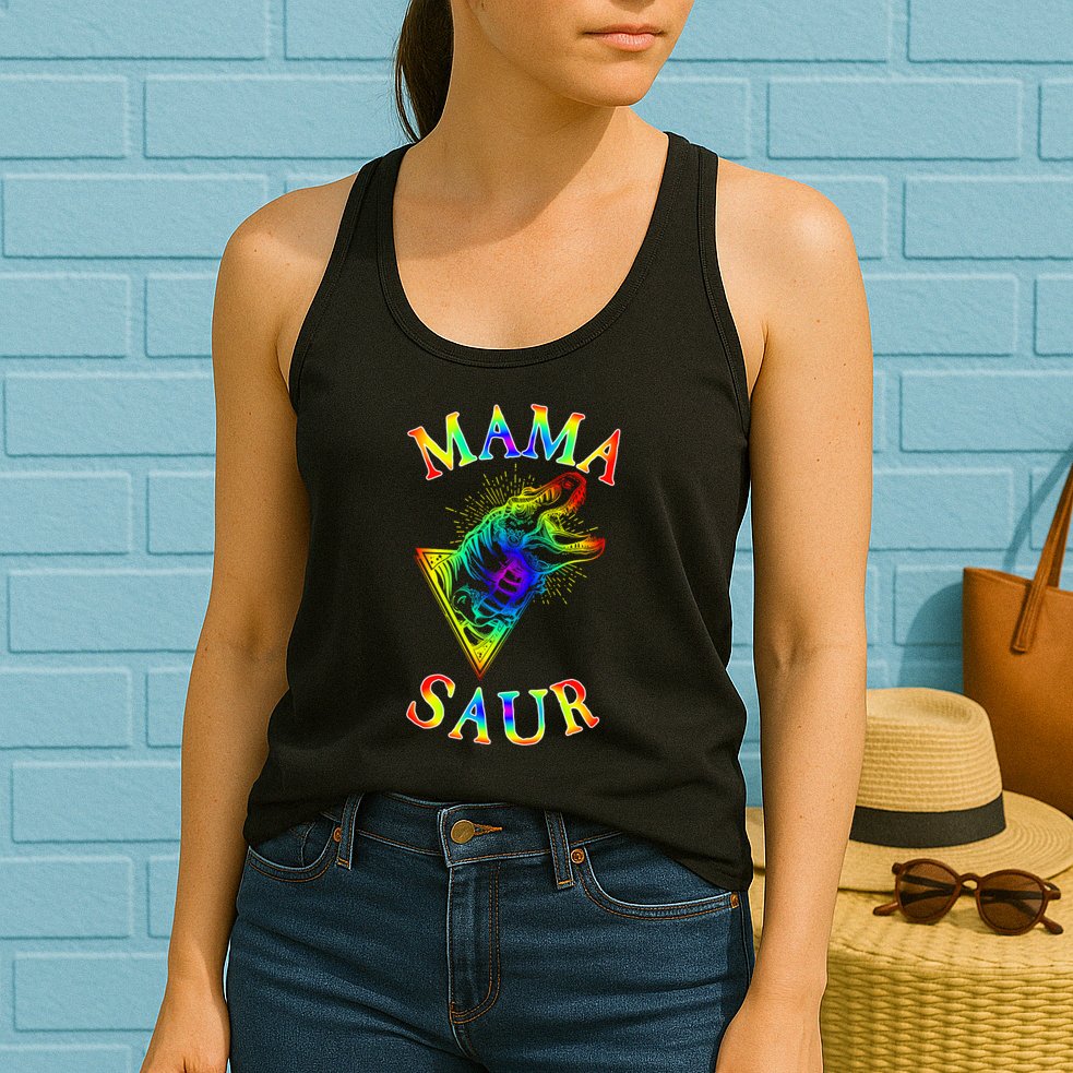 Tie Dye Mama Saur Mamasaurus T-Rex Dinosaur Womens Tank Top