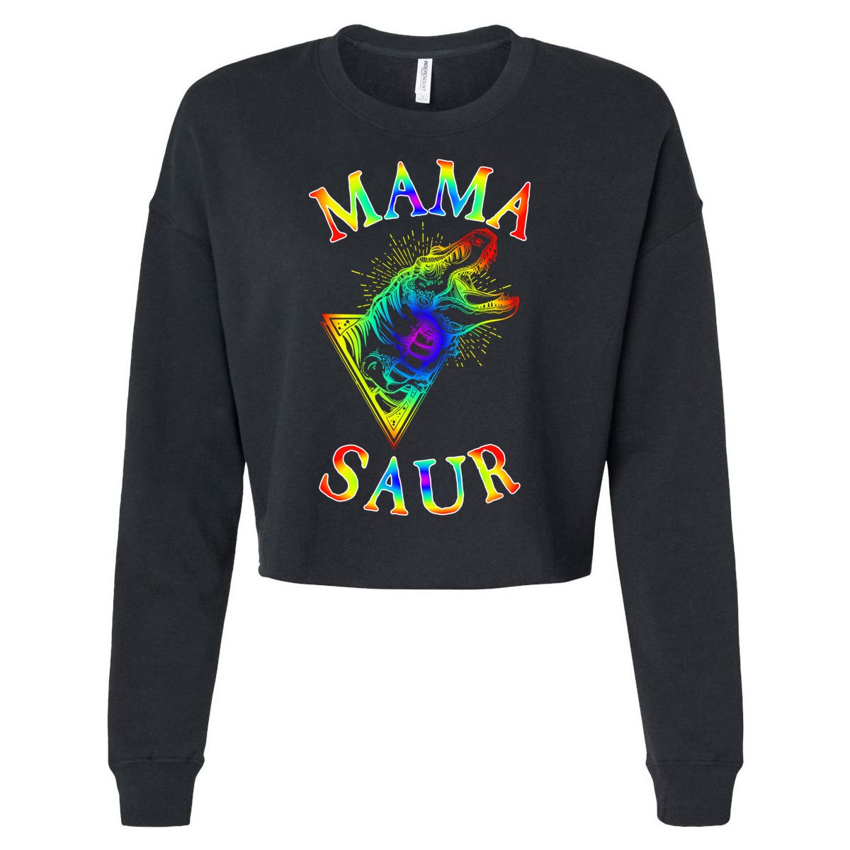 Tie Dye Mama Saur Mamasaurus T-Rex Dinosaur Cropped Pullover Crew