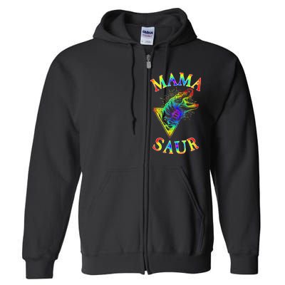 Tie Dye Mama Saur Mamasaurus T-Rex Dinosaur Full Zip Hoodie