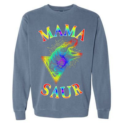 Tie Dye Mama Saur Mamasaurus T-Rex Dinosaur Garment-Dyed Sweatshirt