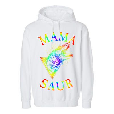 Tie Dye Mama Saur Mamasaurus T-Rex Dinosaur Garment-Dyed Fleece Hoodie