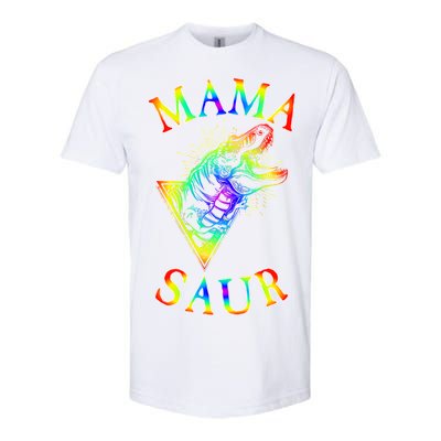 Tie Dye Mama Saur Mamasaurus T-Rex Dinosaur Softstyle CVC T-Shirt