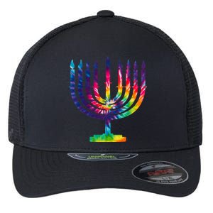 Tie Dye Menorah Hanukkah Chanukah Flexfit Unipanel Trucker Cap