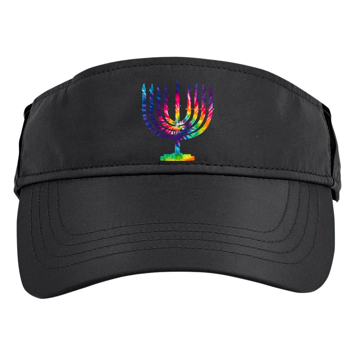 Tie Dye Menorah Hanukkah Chanukah Adult Drive Performance Visor