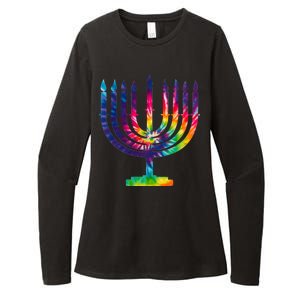 Tie Dye Menorah Hanukkah Chanukah Womens CVC Long Sleeve Shirt