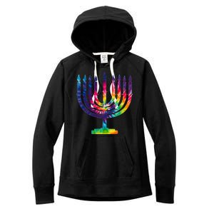 Tie Dye Menorah Hanukkah Chanukah Women's Fleece Hoodie