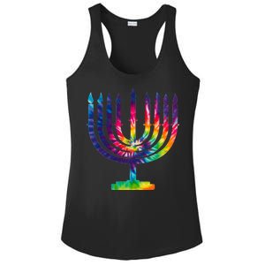 Tie Dye Menorah Hanukkah Chanukah Ladies PosiCharge Competitor Racerback Tank