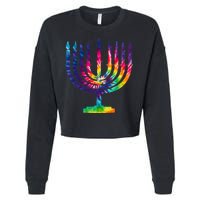 Tie Dye Menorah Hanukkah Chanukah Cropped Pullover Crew