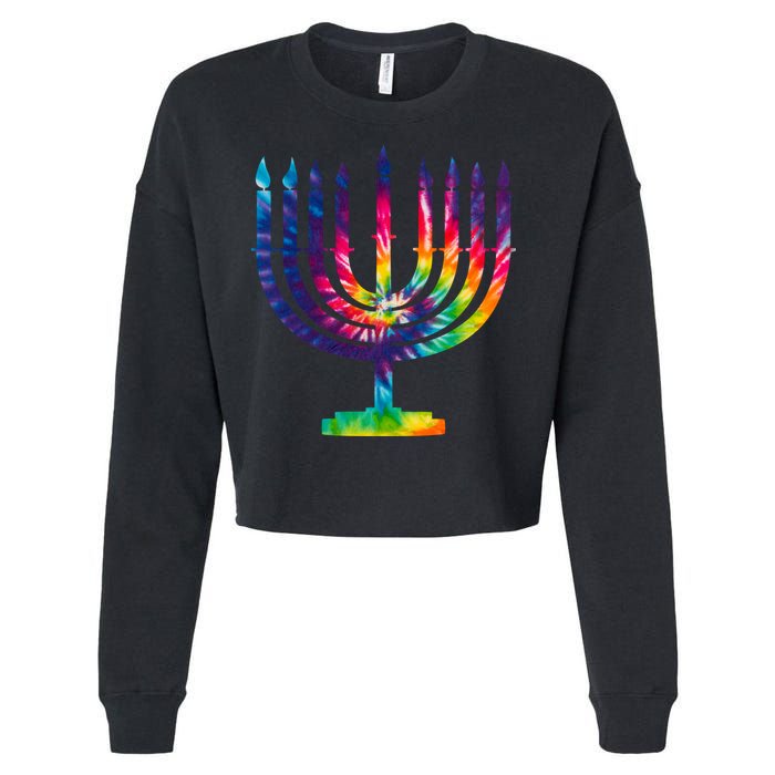 Tie Dye Menorah Hanukkah Chanukah Cropped Pullover Crew