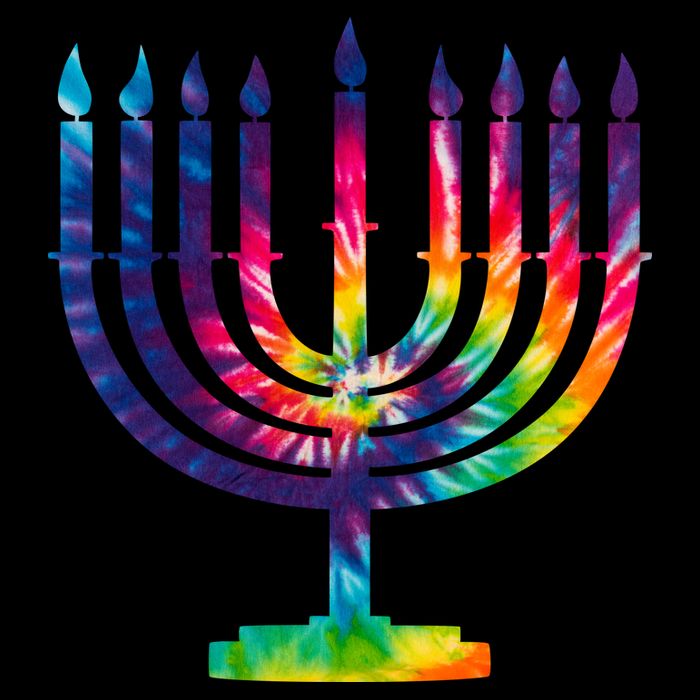 Tie Dye Menorah Hanukkah Chanukah Cropped Pullover Crew