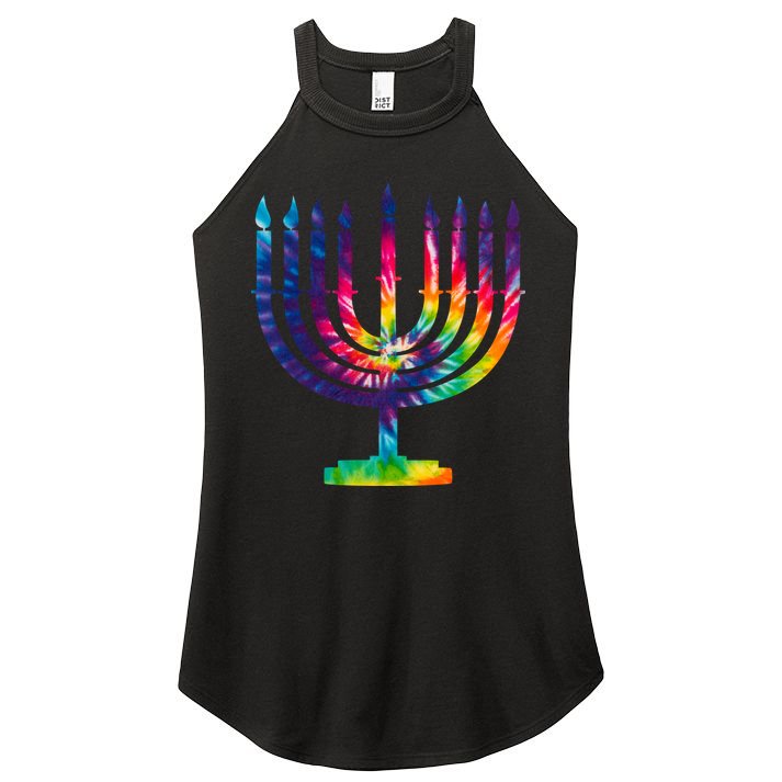 Tie Dye Menorah Hanukkah Chanukah Women's Perfect Tri Rocker Tank