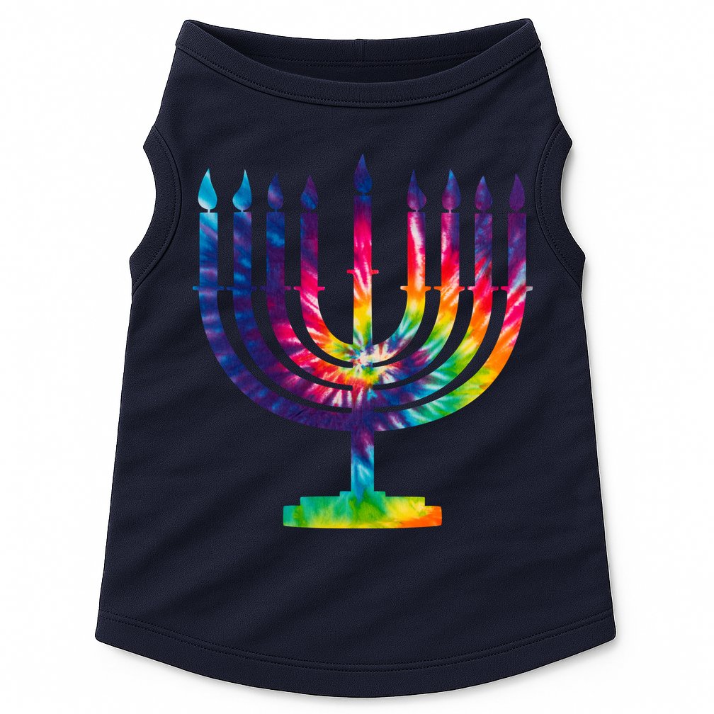 Tie Dye Menorah Hanukkah Chanukah Doggie Tank