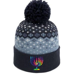 Tie Dye Menorah Hanukkah Chanukah The Baniff Cuffed Pom Beanie