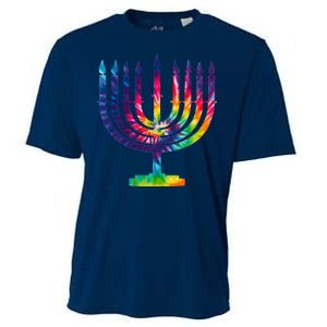 Tie Dye Menorah Hanukkah Chanukah Cooling Performance Crew T-Shirt