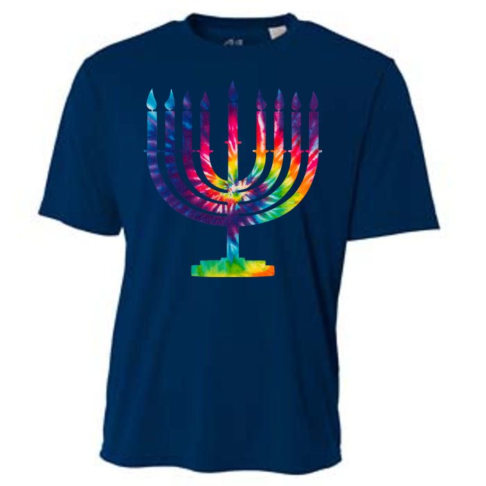 Tie Dye Menorah Hanukkah Chanukah Cooling Performance Crew T-Shirt