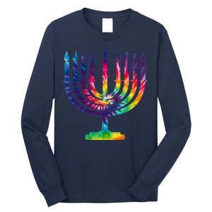 Tie Dye Menorah Hanukkah Chanukah Long Sleeve Shirt