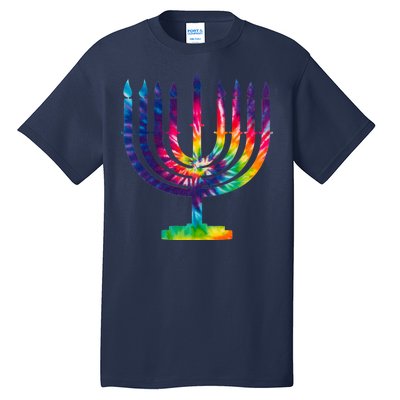 Tie Dye Menorah Hanukkah Chanukah Tall T-Shirt