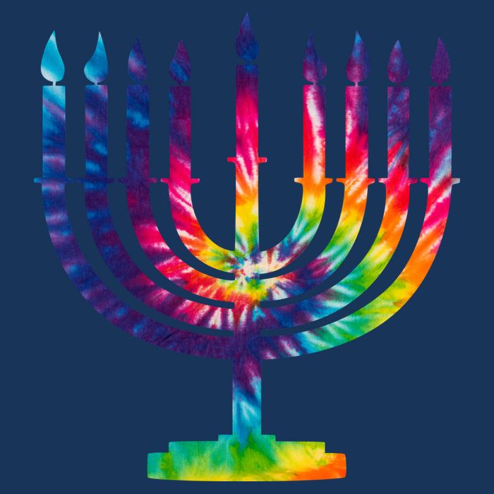 Tie Dye Menorah Hanukkah Chanukah Button