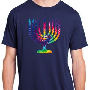 Tie Dye Menorah Hanukkah Chanukah Adult ChromaSoft Performance T-Shirt