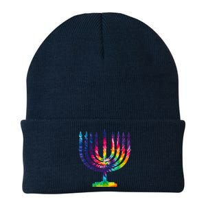 Tie Dye Menorah Hanukkah Chanukah Knit Cap Winter Beanie