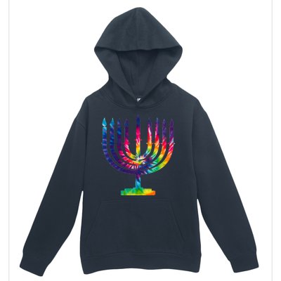 Tie Dye Menorah Hanukkah Chanukah Urban Pullover Hoodie