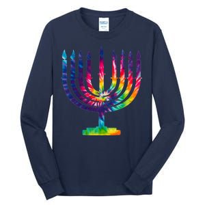 Tie Dye Menorah Hanukkah Chanukah Tall Long Sleeve T-Shirt