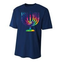 Tie Dye Menorah Hanukkah Chanukah Youth Performance Sprint T-Shirt