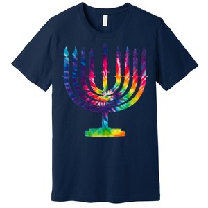 Tie Dye Menorah Hanukkah Chanukah Premium T-Shirt