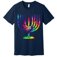 Tie Dye Menorah Hanukkah Chanukah Premium T-Shirt