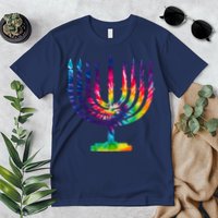 Tie Dye Menorah Hanukkah Chanukah Premium T-Shirt