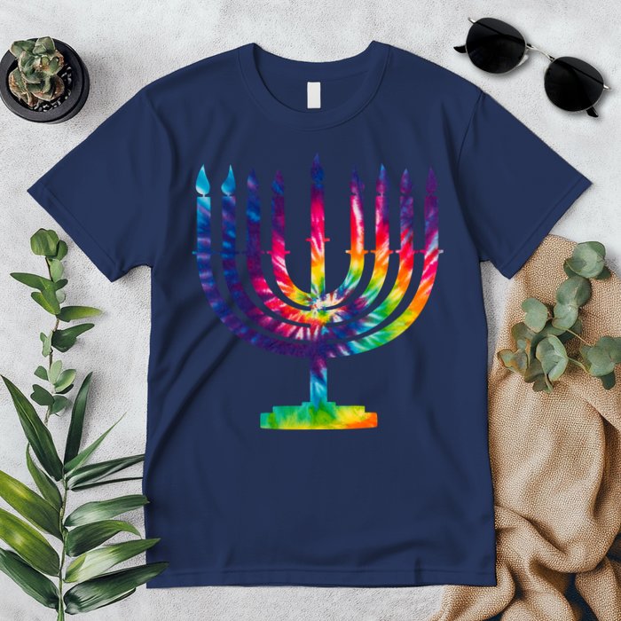 Tie Dye Menorah Hanukkah Chanukah Premium T-Shirt