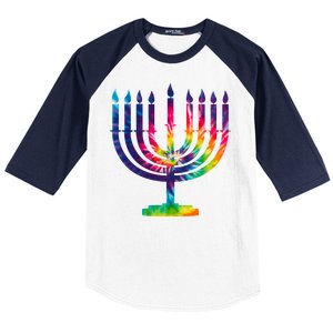 Tie Dye Menorah Hanukkah Chanukah Baseball Sleeve Shirt