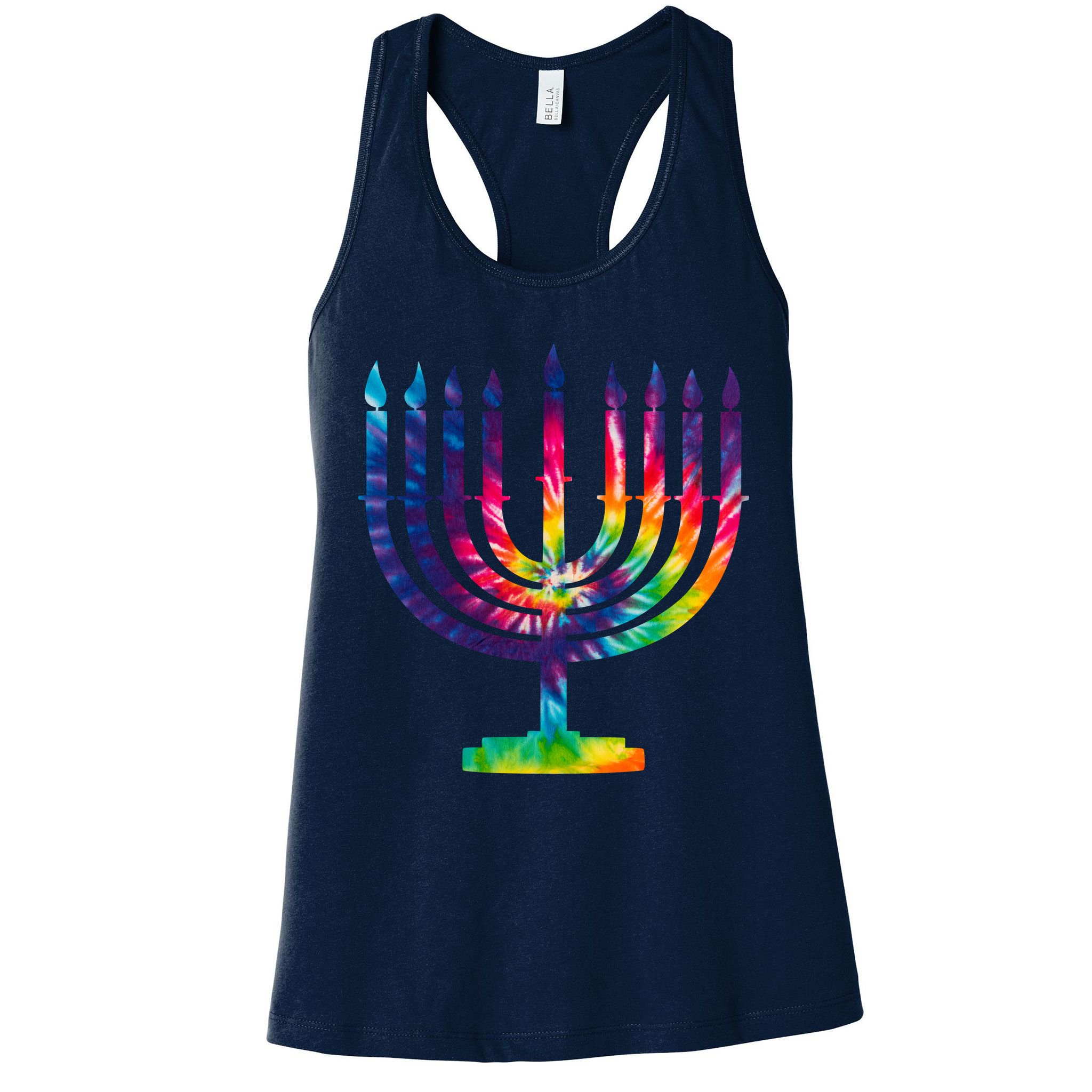 Tie Dye Menorah Hanukkah Chanukah Womens Tank Top