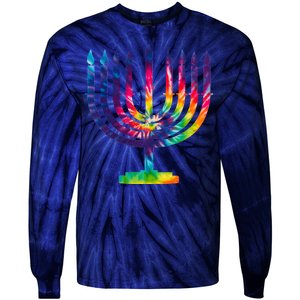 Tie Dye Menorah Hanukkah Chanukah Tie-Dye Long Sleeve Shirt