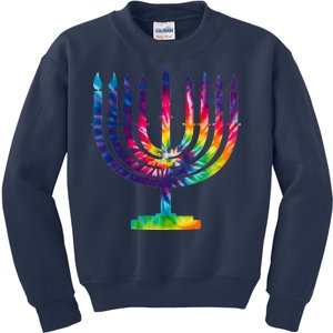 Tie Dye Menorah Hanukkah Chanukah Kids Sweatshirt