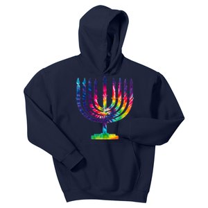 Tie Dye Menorah Hanukkah Chanukah Kids Hoodie