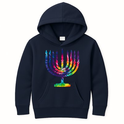 Tie Dye Menorah Hanukkah Chanukah Kids Hoodie