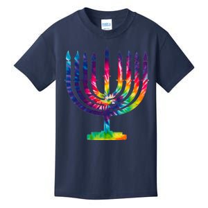 Tie Dye Menorah Hanukkah Chanukah Kids T-Shirt