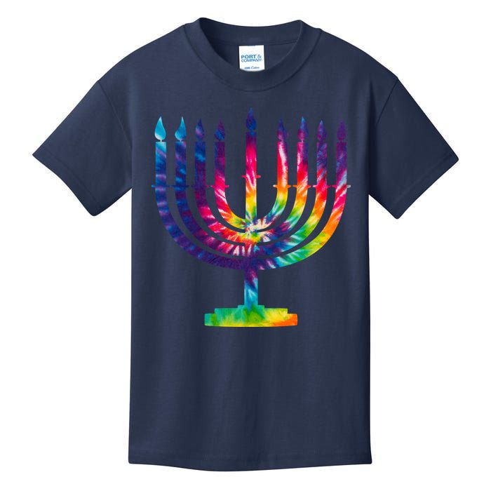 Tie Dye Menorah Hanukkah Chanukah Kids T-Shirt
