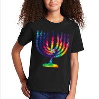Tie Dye Menorah Hanukkah Chanukah Kids T-Shirt
