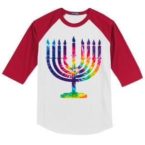 Tie Dye Menorah Hanukkah Chanukah Kids Colorblock Raglan Jersey