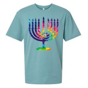 Tie Dye Menorah Hanukkah Chanukah Sueded Cloud Jersey T-Shirt