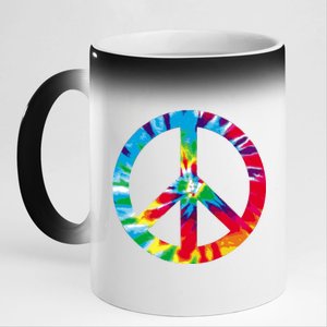 Tie Dye Peace Sign 11oz Black Color Changing Mug