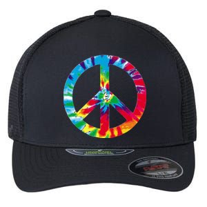 Tie Dye Peace Sign Flexfit Unipanel Trucker Cap