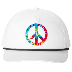 Tie Dye Peace Sign Snapback Five-Panel Rope Hat